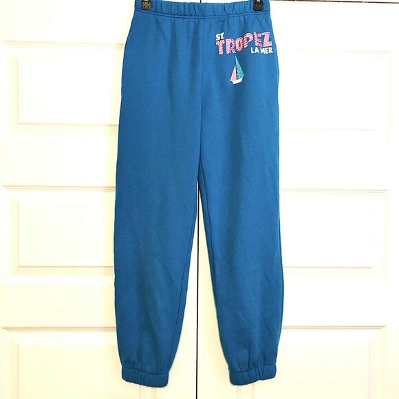 VINTAGE HAVANA St. Tropez Jet Setter Jogger Sweatpants Jewel Accents Blue S - Picture 4 of 7